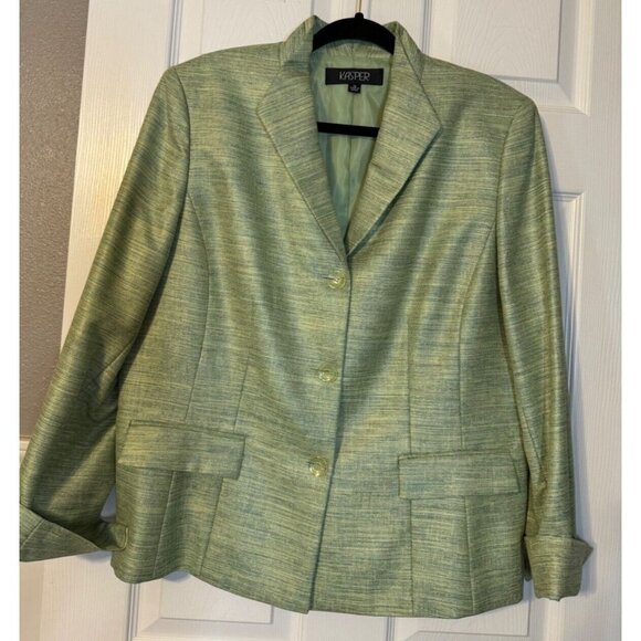 Kasper Separates Suit Jacket Blazer 16 Green Classic 3 Button Stretch - Picture 12 of 12
